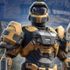 A Spartan wearing Mark V armor stares into the distance in Halo Infinite.